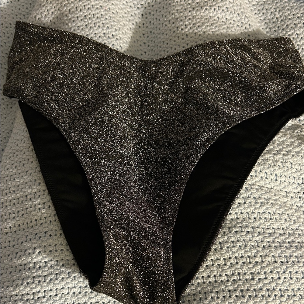 Victoria's Secret Sparkling Black and Silver Bikini Bottom